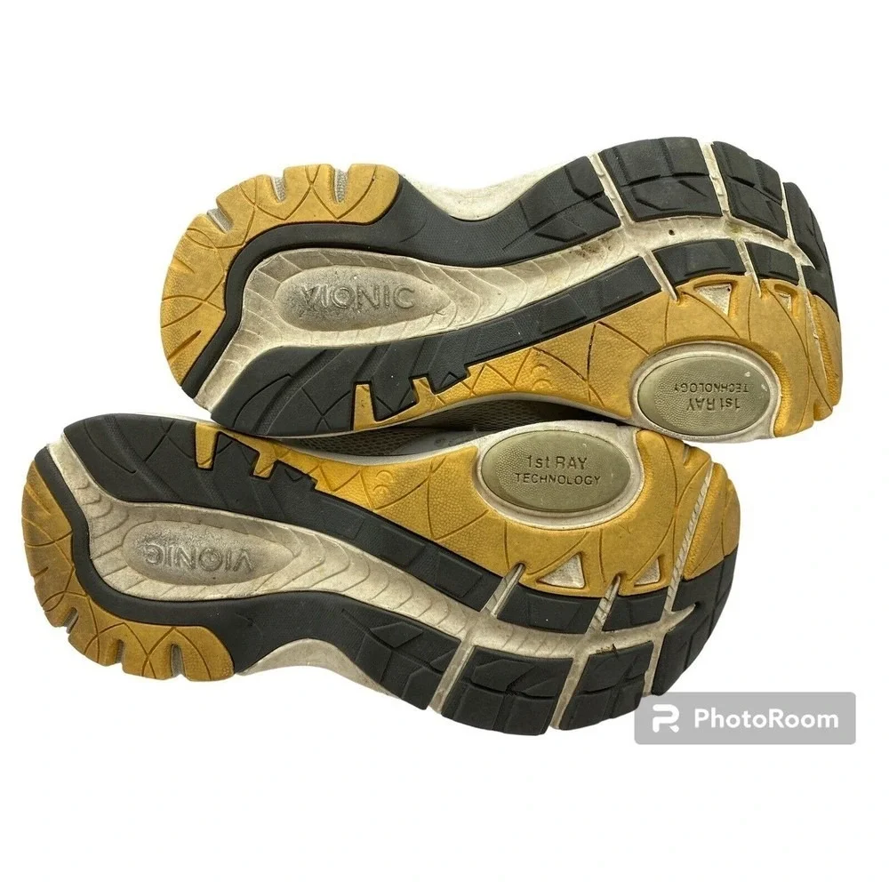 Vionic Tokyo Women‎ Gray Yellow Mesh Athletic Shoes Sneakers Size 7